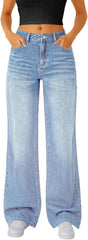Woman Wide Leg Jeans High Waisted Baggy Jeans Boyfriend Jean Elastic Waist Stretchy Jean Woman Wide Leg Jean
