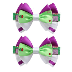 2PCS Toy Hair Bow Clips for Women Girls 4 Inch Cute Cartoon Birthday Party Hair Accessories for Buzz