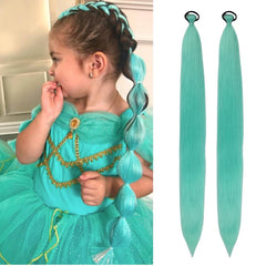 Pink Ombre Braiding Hair Extension for Braids Synthetic Braid Ponytail Extensions with Elastic Tie Fashion Festival Rave Hair Accessories(Pack of 2)