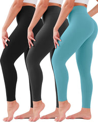 3 Pack Leggings for Women High Waisted No See-Through Tummy Control Soft Yoga Pants Womens Workout Athletic Running Leggings