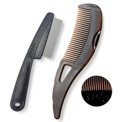 Dandruff Comb, Stainless Steel Fine Tooth Lice/Flea/Psoriasis Comb, Scalp Oil Buildup Removal Wide Hollow Tooth Button Hairbrush for Scalp Massage Care for Man Women and Kids (Brown)