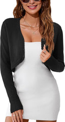 OmicGot Women's Cropped Cardigan Sweaters Long Sleeve Open Front Bolero Shrugs for Dresses S-XL