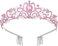 Crystal Tiaras Crowns for Women, Birthday Party Princess Wedding Brides Crown Prom Hair Accessories Gifts with Combs