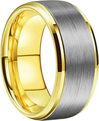 10mm Tungsten Ring Men Women Classic Engagement Wedding Band Stepped Beveled Brushed Finish Comfort Fit