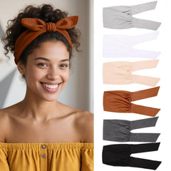 4-Piece Adjustable Knotted Headbands for Women - Elastic, Fashionable Sports & Workout Headbands
