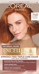 L’Oreal Paris Excellence Universal Nudes Permanent Hair Color, Ammonia Free Hair Dye for Gray Hair Coverage, 6N Natural Light Brown, 1 Hair Dye Kit
