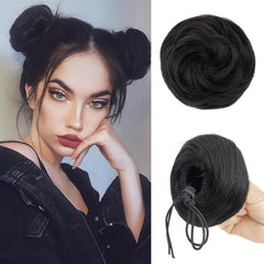 Space Buns Hair Piece 2 Pack Fake Bun Extension for Women Claw Clip Messy Bun Hair Pieces for Updos Natural Mini Bun Hairpieces Cosplay Priness Leia Buns (Cool Brown)