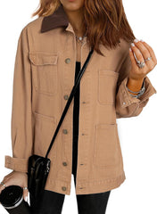 Dokotoo Jean Jacket Women Trendy Fall Fashion Long Sleeve Denim Jacket Color Block Barn Jackets Oversized Coat 2025