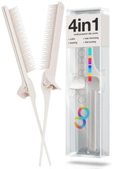 ColorBow Rat Tail Teasing Clip Comb (2 Pack) Hair Straightener Comb - Flat Iron Comb - Straightening Comb - Hair Coloring Pink / Gray