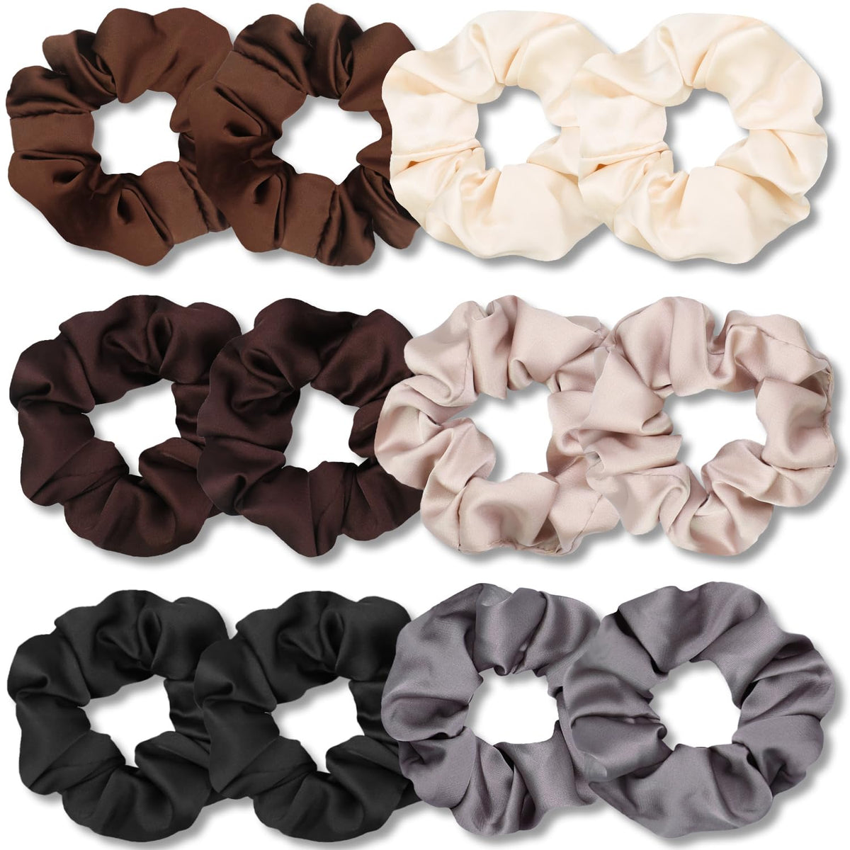 IVARYSS Scrunchies for Hair Sleep, Premium Satin Soft Than Silk for Women Curly Hair, Cute Bands Ties for Girls Thin | Thick Hair Styling, 12 Pack, Black