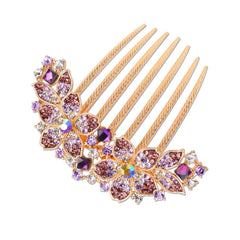 Women Rhinestone Inlaid Flower Hair Comb Hairpin Barrette Accessory,Also Perfect Mother's Day Gifts for Mom (Blue)