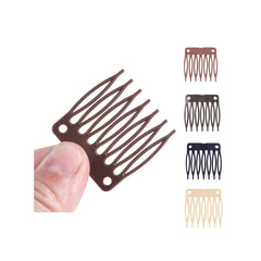 50 PCS Hair Clip Combs for Wigs - 7-Teeth Plastic Combs with Caps, Ideal for Wig Making Accessories (Black)