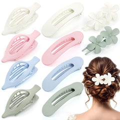 10 Pcs French Flat Hair Clips for Women - 3 Styles Non-slip Flat Claw Clips Matte Hair Claws for Thin Thick Hair