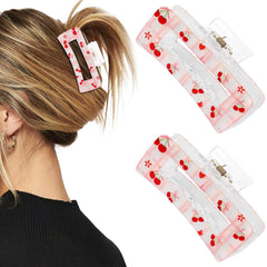 2Pcs Cherry Claw Clips for Women, Cute Unique Fruit Hair Clips for Cherry-Themed Gifts Hair Accessories