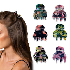 Cobahom Hair Clip, 6Pcs Small Hair Clips Mini Hair Claws Tortoise Shell Leopard Acrylic Hair Jaw Clips Clamps for Women Girls Thin Thick Hair