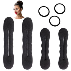 Styla Hair Magic Bun Maker (2 Small, 2 Large) Foam Sponge Bun Shaper Hair Accessories (Brunette)