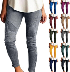 Plus Size Jeggings for Women Tummy Control High Waisted Skinny Zipper Cropped Jeans Stripe Pocket Tights Pencil Pants