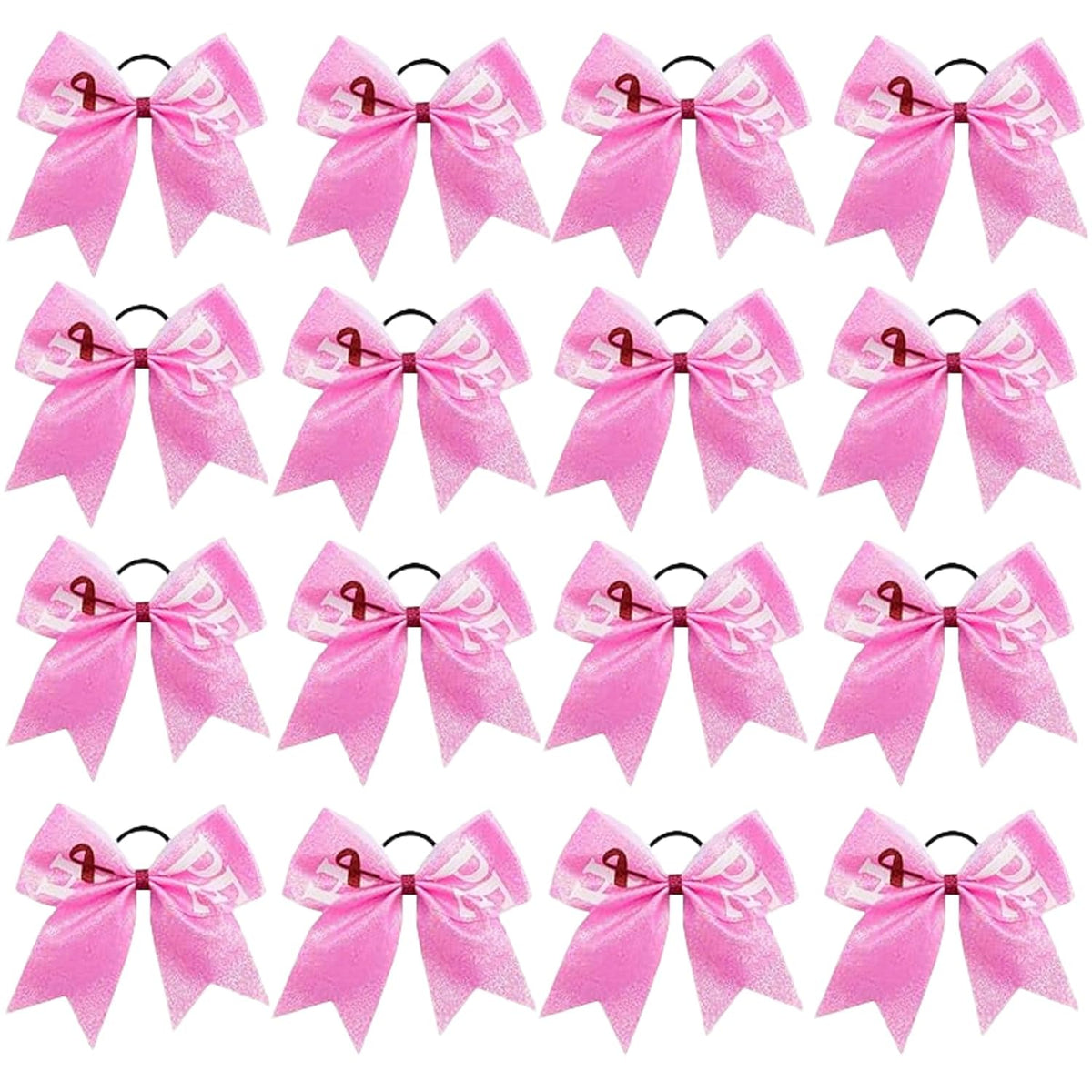 20 Pieces 7 Inch Breast Cancer Awareness Cheer Bows Pink Ribbon Hair Band Elastic Scrunchies Cheerleading with Hair Band Hair Accessories for Teens Women (Believe）