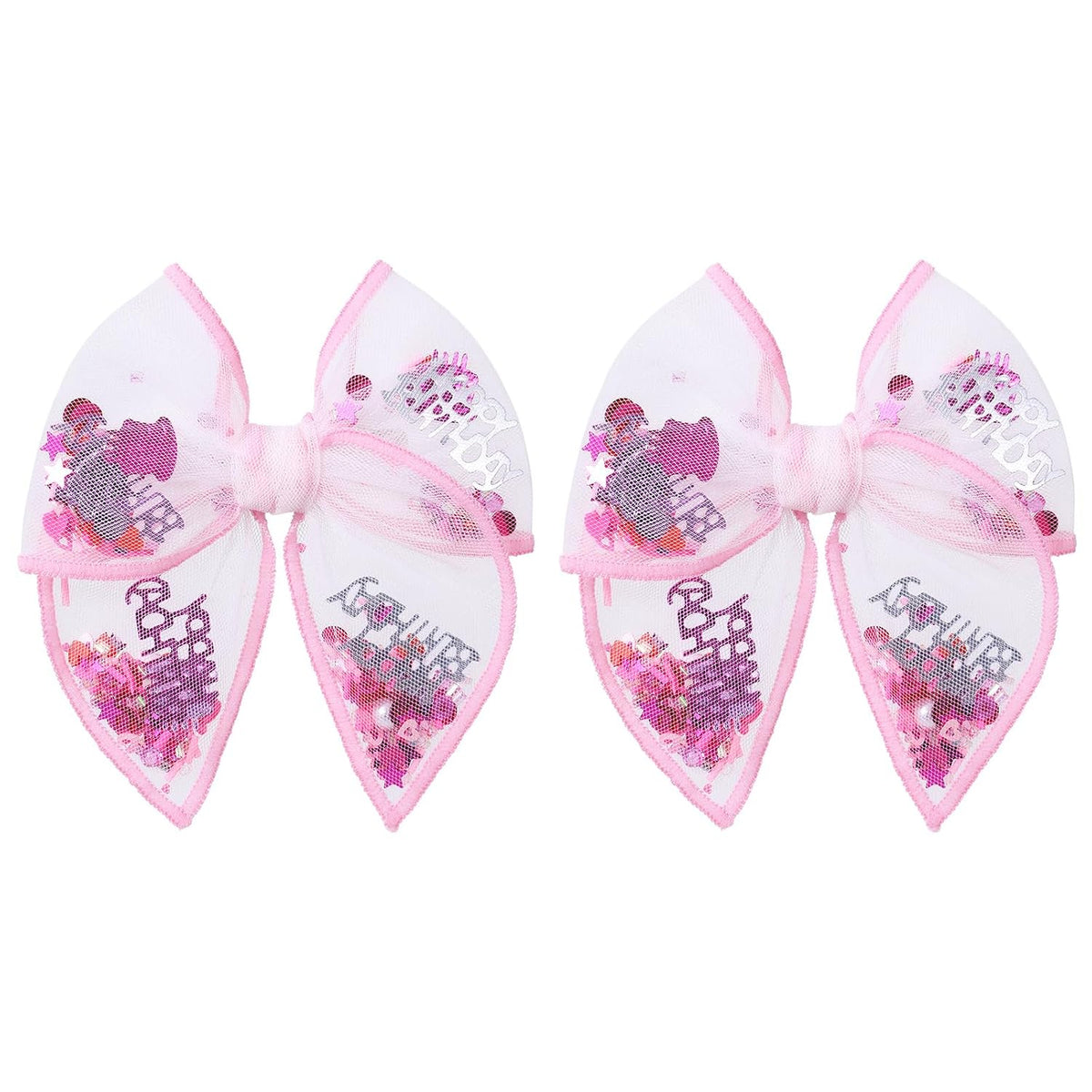 Halloween Bows for Girls Women 4in Pink Ghost Mesh Ribbon Tulle Bow Alligator Clips 2pc Fable Shaker Hair Bow Barrettes Teens Toddler Kids outfit Dress Costume Party Accessory Gift