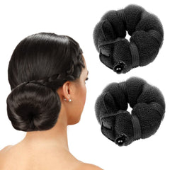 Goldrose Buns 2 Pieces Magic Hair Styling Styler Twist Ring Former Shaper Doughnut Donut Chignon Bun Maker Clip Hair Curler Accessory Small & Large (Brown)