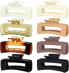 laxizar Hair Claw Clips 8 Pack Tortoise Barrettes Rectangle Shape Clips 3 Inch Fashion Hair Clips for Women
