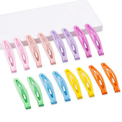 16 PCS Snap Hair Clips Metal Barrettes for Women Non Slip Barrettes for Thick and Thin Fine Hair,Bright Black Brown Beige,2.36 x 0.43 Inches.