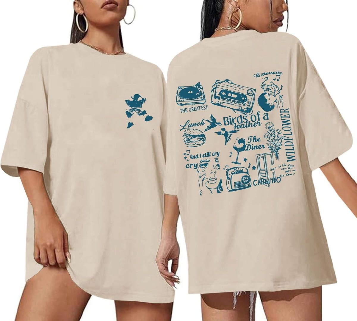 Oversized Concert Album Shirts Rock Band Tees for Women Hip Hop Gifts for Concert Lovers Music Festival Outfits Tops