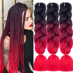 Ombre Braiding Hair 24 Inch Braid Hair Extensions 3Pcs Pre Stretched High Temperature Crochet Braiding Hair (C26)…