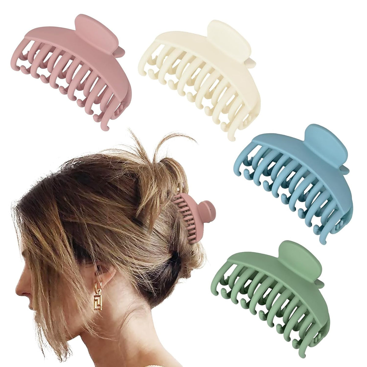 DEEKA 3 PCS 2.5 Inch Tortoise Shell Hair Claw Clips Double Row Teeth Plastic Hair Jaw Clips Hair Barrettes Thick Medium Thin Hair Clips for Women