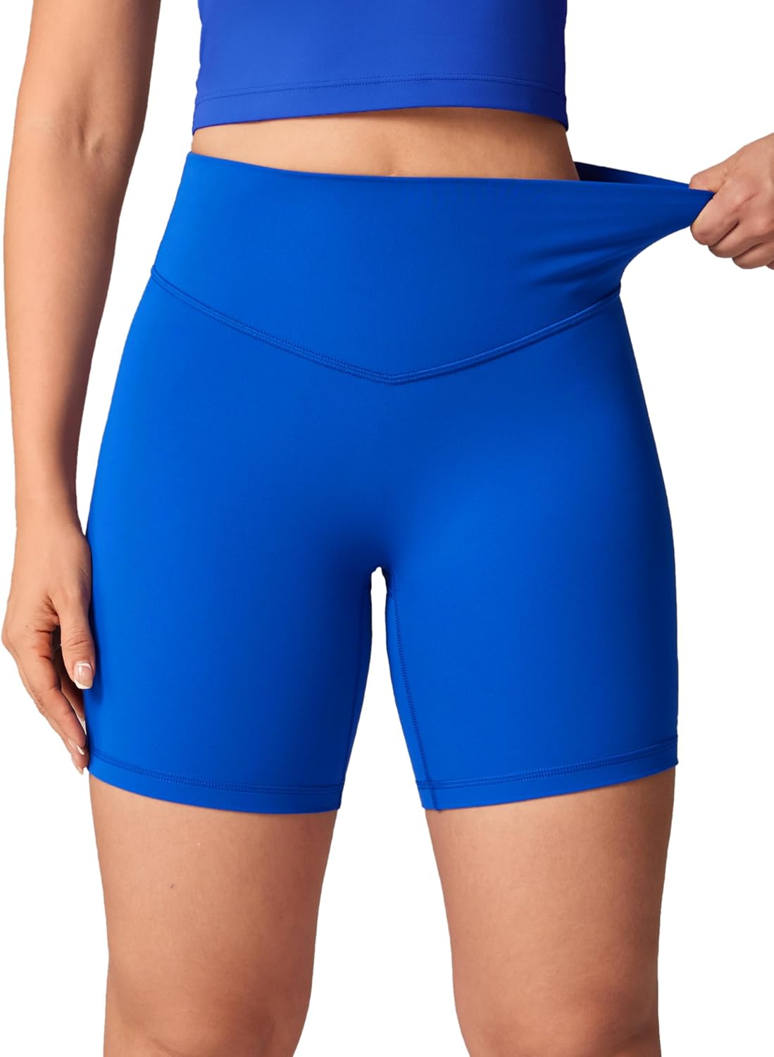 Hugcurve No Front Seam High Waisted Workout Biker Shorts for Women 6 Inches Tummy Control Buttery Soft Yoga Pants Gym