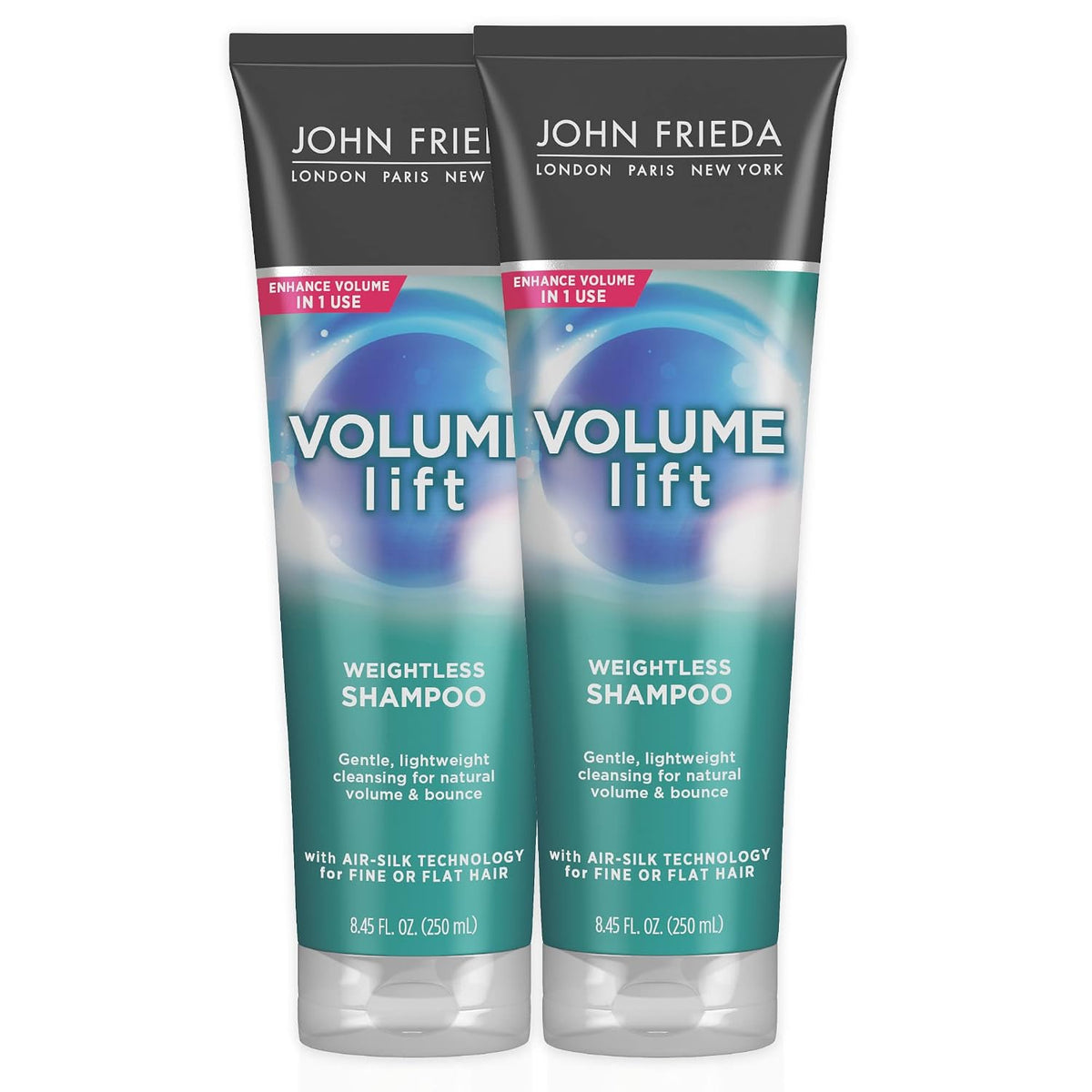 John Frieda Volume Lift Weightless Shampoo, Lightweight Volumizing Shampoo with Air-Silk Technology for Fine or Flat Hair, Adds Natural Fullness, Safe for Color-Treated Hair, 8.45 Oz