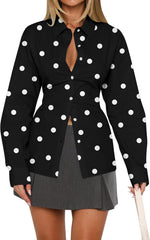 MISSACTIVER Women's Lapel Collar Button Down Shirt Cinch Waist Long Sleeve Casual Work Dressy Tunics Blouse Corset Tops