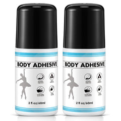 1 Pcs Roll On Body Adhesive for Dancers, Sweat Resistant Water Wash Off Body Glue for Skin & Clothing, Fashion Butt Glue Applicator for Compression Stocking, Bras, Wig, Residue Free, 2oz