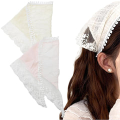 2 PACK Hair Scarf Headband for Women, Lace Hair Bandana, Non-Slip Hair Soft Head Coverings Boho Triangle Bandana Turban for Hair Styling
