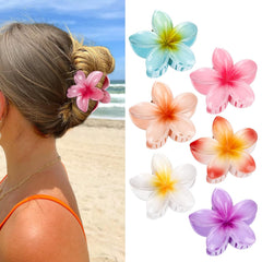 6 Pack Flower Hair Claw Clips for Women, Hawaiian Hibiscus Hair Clips, Cute Hair Accessories, Gifts for Women Girls