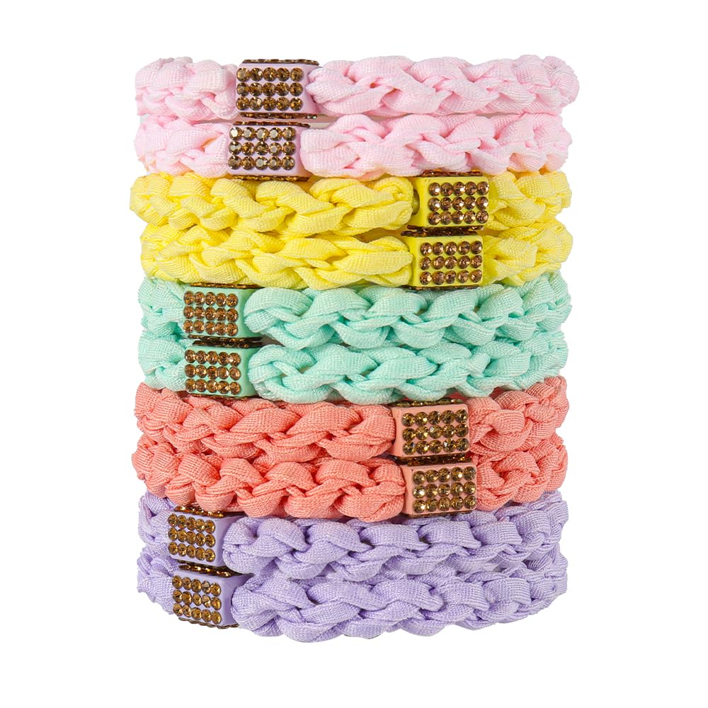 10Pcs Stylish Women Hair Ties, 5 Colors for Hair Bands, 2.36 Inch Diameter Hair Tie for Thick Hair High Ponytail Holders