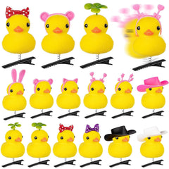 12 Pcs Duck Hair Clips, Cute Festival Rave Sprouts, Yellow Duck Hairpin Accessorie for School Home Party Props