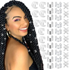 40PCS Gold Hair Jewelry for Braids Multi Style Hair Cuffs Adjustable Braid Jewelry Non-Piercing Ear Clips Loc Dreadlock Accessories for Women and Girls