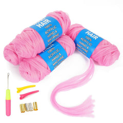 100% Brazilian Wool Hair Acrylic Yarn for African Braids/Senegalese Twist/Faux Locs/Wraps with Crochet Hook(4 Roll, Natural Black)