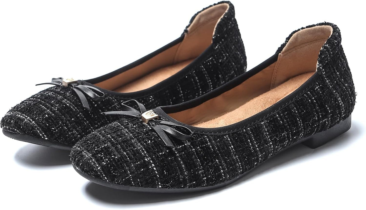 Women's Comfortable Ballet Flats Round Toe Flat Shoes for Women Bow Dressy Flats Shoes with Arch Support Insole