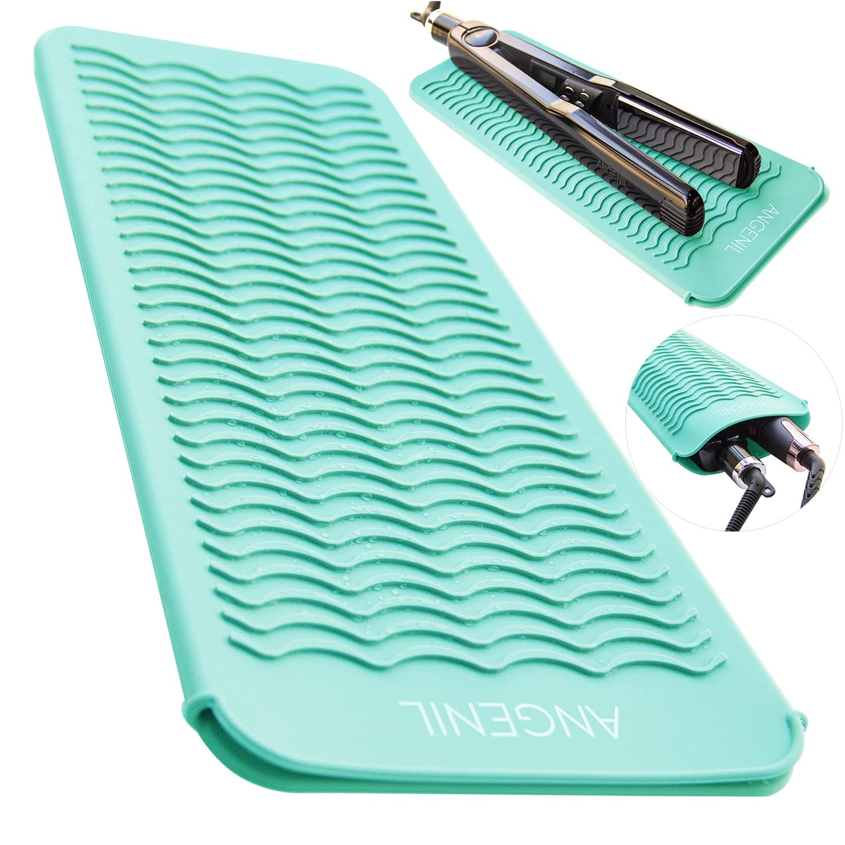 ANGENIL Professional Silicone Heat Resistant Mat Pouch for Hair Straightener, Curling Iron and Flat Iron, Portable Travel Mat and Cover for Hair Styling Tools, Grey