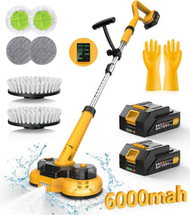 qimedo 6000mAh Battery Cordless Electric Mop M1 Pro, 800RPM Electric Power Scrubber & Mops for Floor Cleaning, Best Automatic Spin Mops with Smart Display,Rotating Mop with LED Light & Water Spray
