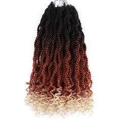 8 Inch Kids Crochet Hair Wavy Senegalese Twist Crochet Hair Color 2 8 Packs Short Bob Pre Looped Crotchet Braids with Culy Ends for Little Girls (8 Inch,2)