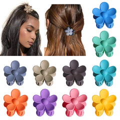 Palksky Small Flower Hair Claw Clips for Women Girls Kids, 10 PCS Tiny Thin/Medium Thick Hair, 1.35 Inch Mini Jaw Clips/Hair Clamps Nonslip Clip/Hair Accessories