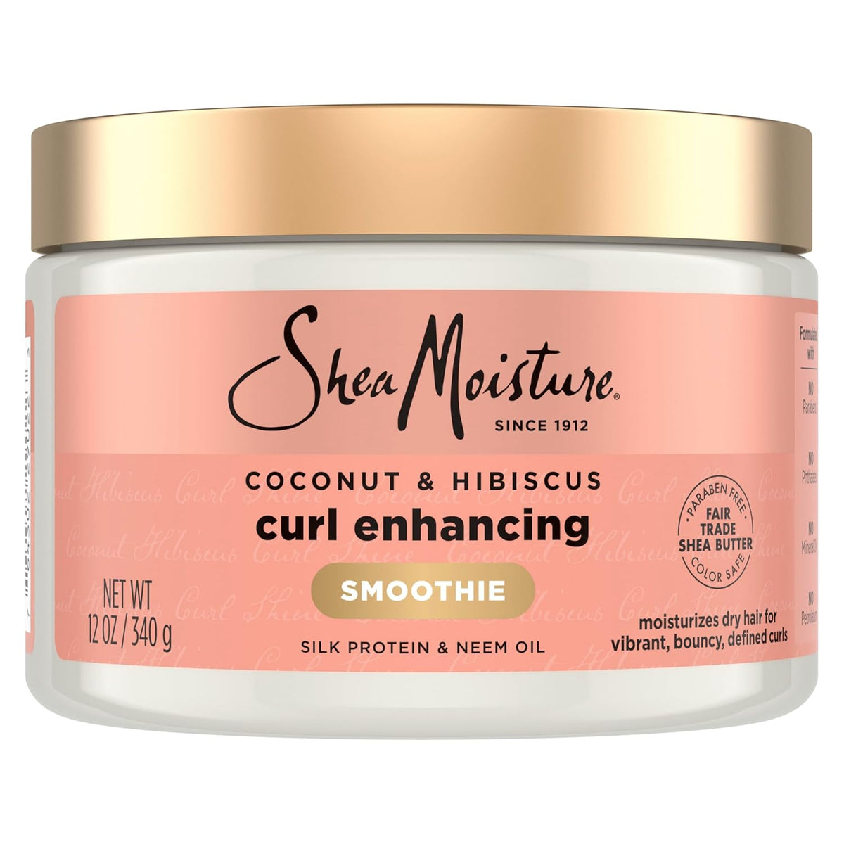 SheaMoisture Curl Enhancing Smoothie Hair Cream Coconut and Hibiscus for Thick, Curly Hair Sulfate Free and Paraben Free Curl Cream 20 oz