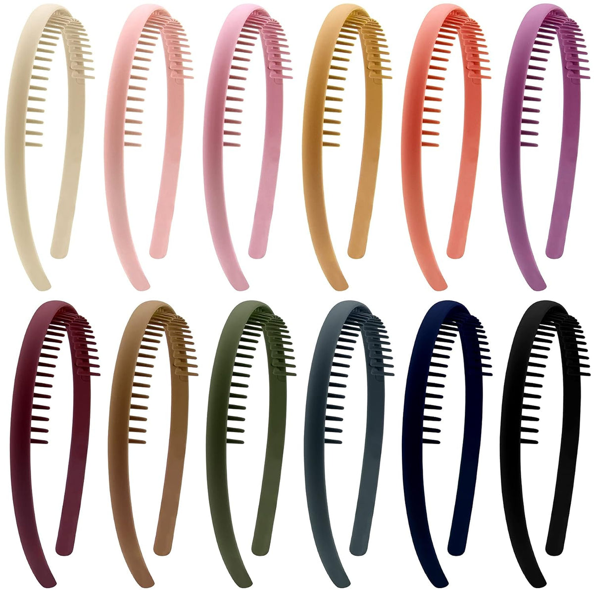 Duufin 12 Pieces Plastic Zig Zag Headbands with Teeth Sharks Tooth Headband Wave Teeth Comb Headband Non-slip Colorful Teech Headbands for Girls and Women