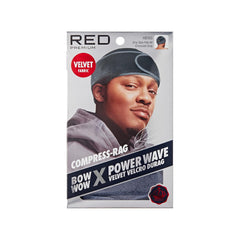 Red by Kiss Premium Bow Wow X Power Wave Durag, 360 Wave Compression Cap for Men & Women, Adjustable Hook-&-Loop Strap, Stylish & Durable, Ideal for Locs, Braids, Finger Waves (Jumbo Velvet - Black)
