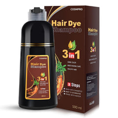 Black Hair Dye Shampoo 3 in 1 for Women/Men for Gray Coverage Instant Hair Color Shampoo Semi Permanent Champu Para Cana