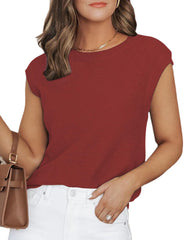 CiCiBird Women Summer Cap Sleeve Sweaters Knit Crew Neck Pullover Tank Tops 2025 Casual Trendy Shirt
