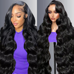30 Inch 13x6 Lace Front Wigs Human Hair 200 Density Body Wave HD Lace Frontal Wigs Human Hair Pre Plucked with Baby hair Natural Color Glueless Wigs for Women